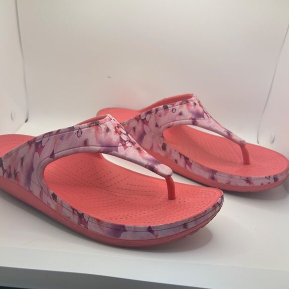 Crocs pink platform floral sandal flip flop comfort 11 - Picture 4 of 7